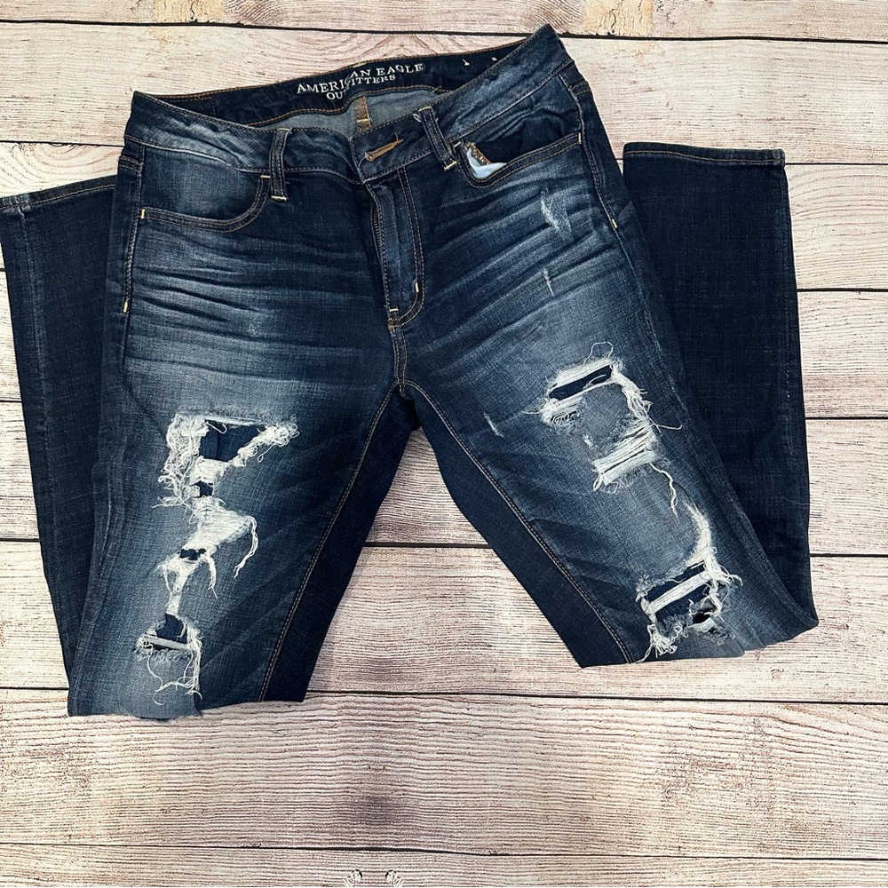 American Eagle High Waist Ripped Jeggings - 8